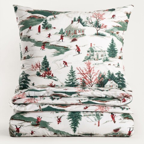 Lenjerie de pat King Size, Cortina, Homla, 3 piese, 200x220 cm, bumbac, multicolor