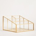 Organizator pentru cosmetice Grazia, Homla, 16x16x10 cm, sticla/metal, transparent/auriu