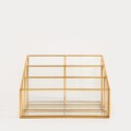 Organizator pentru cosmetice Grazia, Homla, 16x16x10 cm, sticla/metal, transparent/auriu