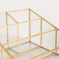 Organizator pentru cosmetice Grazia, Homla, 16x16x10 cm, sticla/metal, transparent/auriu