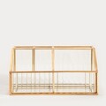 Organizator pentru cosmetice Grazia, Homla, 17.5x10x8.5 cm, sticla/metal, transparent/auriu
