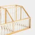 Organizator pentru cosmetice Grazia, Homla, 17.5x10x8.5 cm, sticla/metal, transparent/auriu