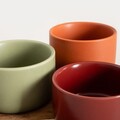 Set 3 boluri si suport Yifan, Homla, 23 cm, lemn/ceramica, multicolor