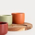 Set 3 boluri si suport Yifan, Homla, 23 cm, lemn/ceramica, multicolor