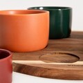 Set 5 boluri si suport Yifan, Homla, 32 cm, lemn/ceramica, multicolor