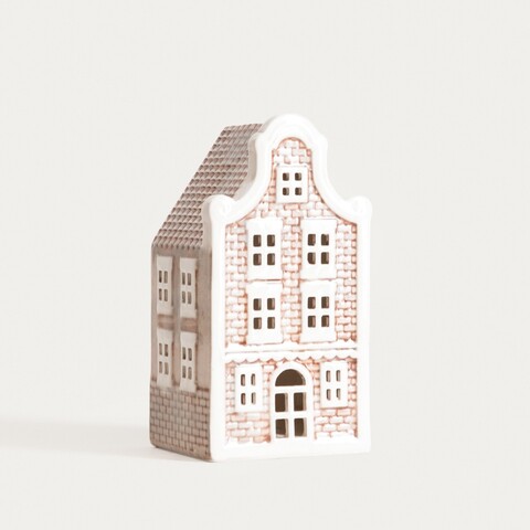 Decoratiune luminoasa Baron, Homla, 8.5x7.5x16 cm, ceramica, bej/alb