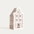 Decoratiune luminoasa Baron, Homla, 8.5x7.5x16 cm, ceramica, bej/alb