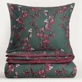 Lenjerie de pat King Size, Hollyberry, Homla, 3 piese, 200x220 cm, bumbac, verde/rosu