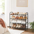 Suport pentru pantofi cu 4 niveluri, Songmics, 16 perechi pantofi, 68.5x27.5x65 cm, otel, negru