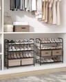 Suport pentru pantofi cu 4 niveluri, Songmics, 16 perechi pantofi, 68.5x27.5x65 cm, otel, negru