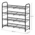 Suport pentru pantofi cu 4 niveluri, Songmics, 16 perechi pantofi, 68.5x27.5x65 cm, otel, negru