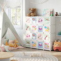 Dulap modular pentru depozitare jucarii, Songmics, 16 compartimente, 123x31x123 cm, ABS/otel, alb
