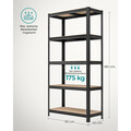 Set 2 rafturi modulare pentru depozitare, Songmics, max 875 kg, 90x40x180 cm, MDF/otel, negru