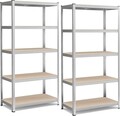 Set 2 rafturi modulare pentru depozitare, Songmics, max 600 kg, 100x50x200 cm, MDF/otel, argintiu