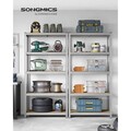 Set 2 rafturi modulare pentru depozitare, Songmics, max 600 kg, 100x50x200 cm, MDF/otel, argintiu