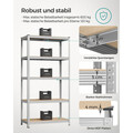 Set 2 rafturi modulare pentru depozitare, Songmics, max 600 kg, 100x50x200 cm, MDF/otel, argintiu