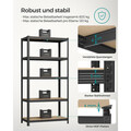 Set 2 rafturi modulare pentru depozitare, Songmics, max 600 kg, 100x50x200 cm, MDF/otel, negru