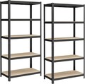 Set 2 rafturi modulare pentru depozitare, Songmics, max 600 kg, 100x50x200 cm, MDF/otel, negru