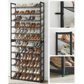 Suport pentru pantofi cu 12 niveluri, Songmics, 48-60 perechi pantofi, design modular, 92.5x30x223 cm, otel, negru