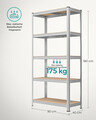 Raft modulat pentru depozitare, Songmics, max 875 kg, 90x40x180 cm, MDF/otel, argintiu
