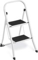 Scara cu 2 trepte, Songmics, plibila, 46.5x63.5x80 cm, max 150 kg, otel, alb