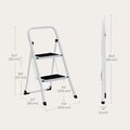 Scara cu 2 trepte, Songmics, plibila, 46.5x63.5x80 cm, max 150 kg, otel, alb