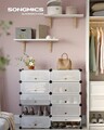 Dulap modular pentru incaltaminte, Songmics, 10 compartimente, 43x31x173 cm, ABS/fier, alb