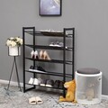 Suport pentru pantofi cu 5 niveluri, Songmics, 20 perechi pantofi, 74x30.7x104 cm, otel, negru