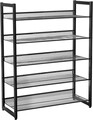Suport pentru pantofi cu 5 niveluri, Songmics, 20 perechi pantofi, 74x30.7x104 cm, otel, negru