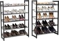 Suport pentru pantofi cu 5 niveluri, Songmics, 20 perechi pantofi, 74x30.7x104 cm, otel, negru