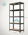 Set 2 rafturi modulare pentru depozitare, Songmics Heavy-Duty, max 875 kg, 90x40x180 cm, MDF/otel, negru