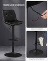Set 2 scaune de bar rotative, Vasagle, 44x48x90-112 cm, otel cromat/piele ecologica, negru