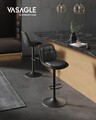 Set 2 scaune de bar rotative, Vasagle, 44x48x90-112 cm, otel cromat/piele ecologica, negru