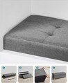 Bancheta cu spatiu de depozitare, Songmics, 110x38x40 cm, max 300 kg, MDF/imitatie de in, gri