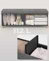 Bancheta cu spatiu de depozitare, Songmics, 110x38x40 cm, max 300 kg, MDF/imitatie de in, gri