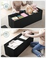 Bancheta cu spatiu de depozitare, Songmics, 110x38x38 cm, max 300 kg, MDF/imitatie de in, negru