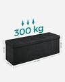 Bancheta cu spatiu de depozitare, Songmics, 110x38x38 cm, max 300 kg, MDF/imitatie de in, negru
