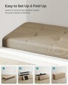 Bancheta cu spatiu de depozitare Mazi, Songmics, 110x38x38 cm, max 300 kg, MDF/imitatie de in, maro camel