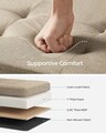 Bancheta cu spatiu de depozitare Mazi, Songmics, 110x38x38 cm, max 300 kg, MDF/imitatie de in, maro camel