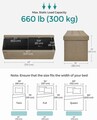Bancheta cu spatiu de depozitare Mazi, Songmics, 110x38x38 cm, max 300 kg, MDF/imitatie de in, maro camel