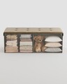 Bancheta cu spatiu de depozitare Mazi, Songmics, 110x38x38 cm, max 300 kg, MDF/imitatie de in, maro camel