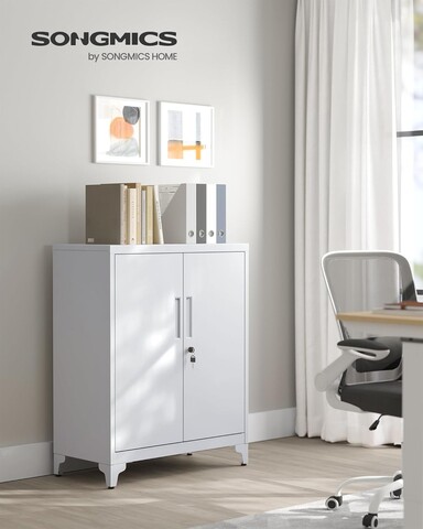 Dulap metalic pentru birou, Songmics, 80x40x90 cm, otel, gri mat