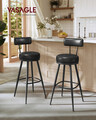 Set 2 scaune de bar, Vasagle, Ekho, 57x101 cm, sezut rotativ, otel/piele ecologica, negru