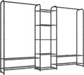 Suport pentru umerase cu rafturi, Songmics, 183x29x158.4 cm, otel, negru