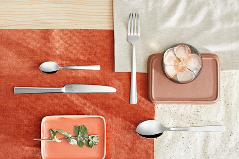 Set tacamuri 24 piese in cutie de lemn Moderno, Amefa, 6 persoane, inox 18/10, argintiu