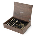 Set tacamuri 24 piese in cutie de lemn Moderno, Amefa, 6 persoane, inox 18/10, argintiu