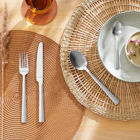 Set tacamuri 24 piese in cutie de lemn Ventura, Amefa, 6 persoane, inox 18/10, argintiu