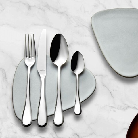 Set tacamuri 24 piese in cutie de lemn Drift, Amefa, 6 persoane, inox 18/10, argintiu