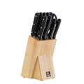 Set 10 cutite si suport Cucina, Richardson Sheffield, 12.5x18.5x36 cm, inox 13/0, negru/natur