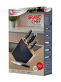 Set 5 cutite si suport Grand Chef, Richardson Sheffield, 9 cm/13 cm/ 20 cm, inox 13/0, negru
